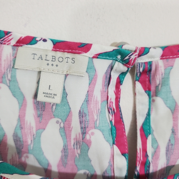 NWT Talbots Parrot Tropical Bird Novelty Print Sleeveless Blouse Colorful Large - Picture 3 of 9